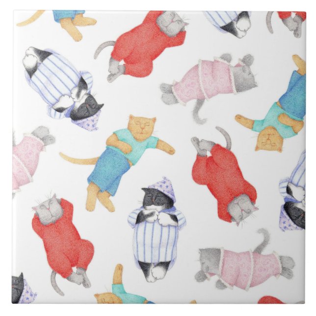 CATS PAJAMAS Keramik Tile Fliese (Vorderseite)