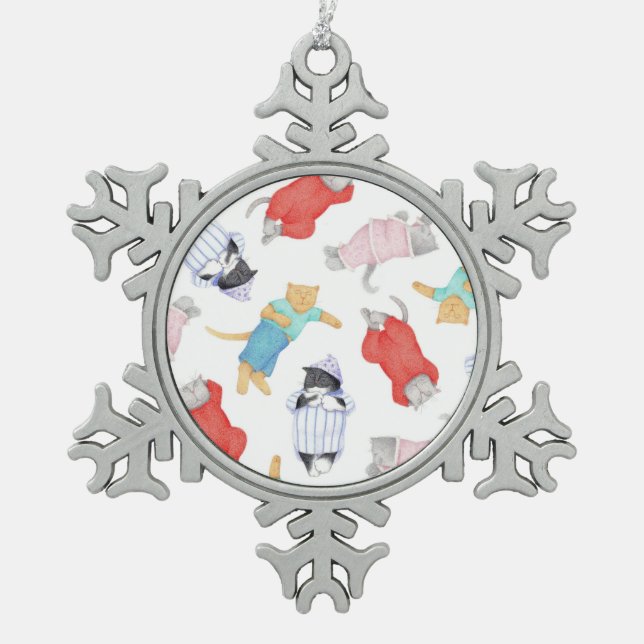 CATS PAJAMAS Pewter Snowflake Ornament (Vorderseite)