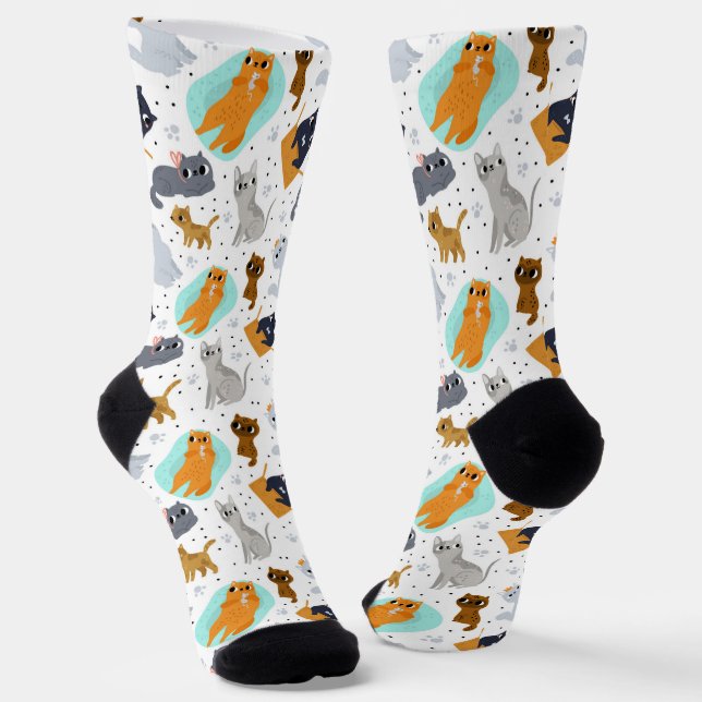 Cats Pattern for Cat Lovers Socken (Gewinkelt)