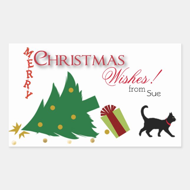 Cat's Perspektive of Christmas Geschenk Aufkleber (Vorderseite)