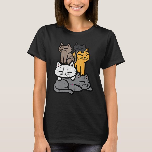 Cats Piled Up Cute Kitten Feline Women Girls Kids  T-Shirt (Vorderseite)