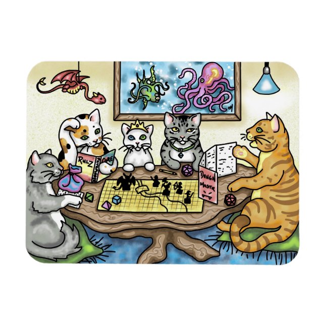 Cats Playing Pathfinder von Carrie Michael Magnet (Horizontal)