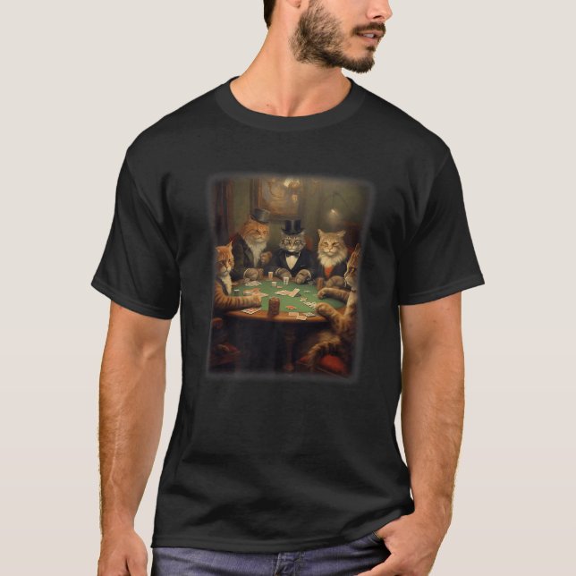 Cats Playing Poker A Friend in Need Funny Cat Love T-Shirt (Vorderseite)