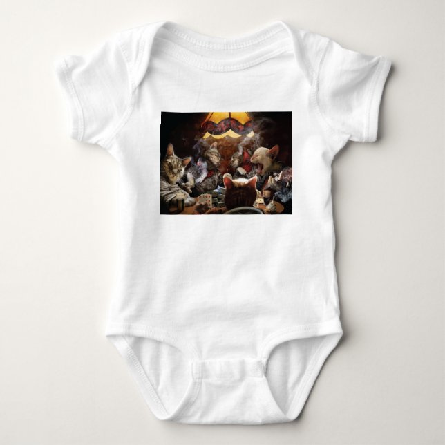 Cats playing poker  baby strampler (Vorderseite)