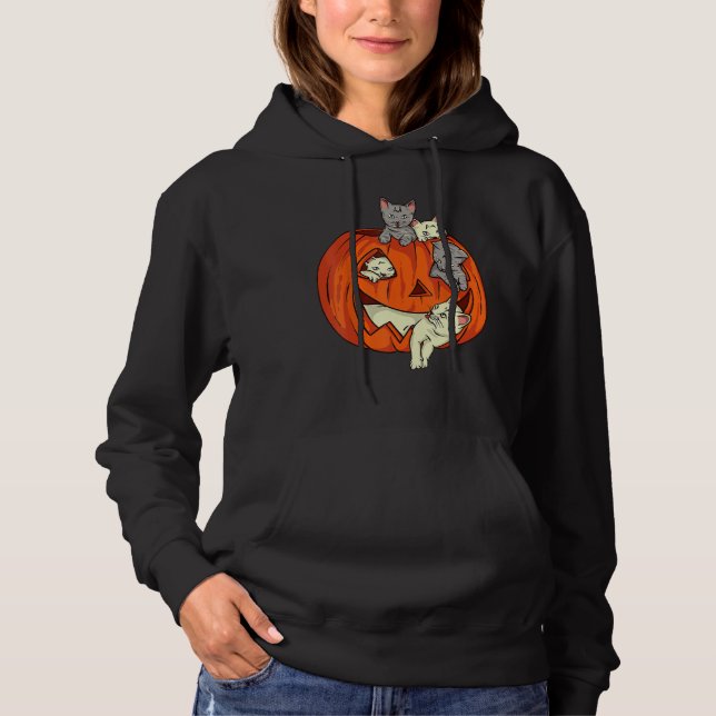 Cats Pumpkin Carved Jack O Lantern Cat Halloween C Hoodie (Vorderseite)