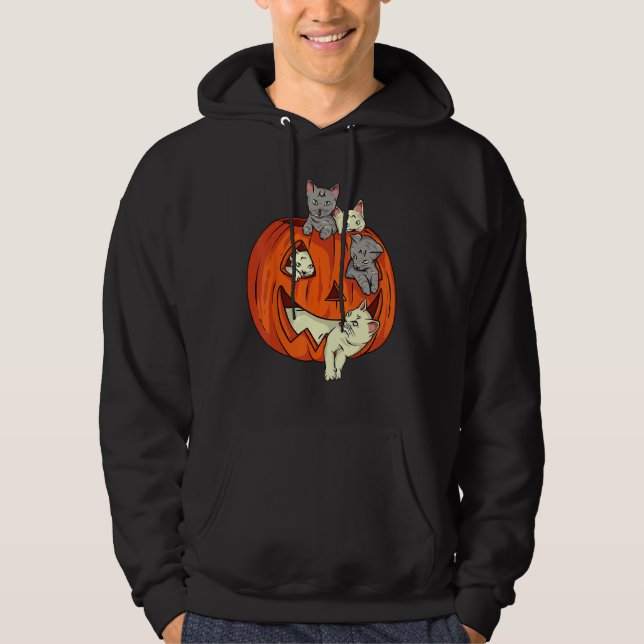 Cats Pumpkin Carved Jack O Lantern Cat Halloween C Hoodie (Vorderseite)