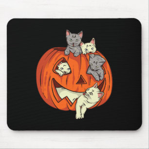 Cats Pumpkin Carvin Kürbislaterne Cat Halloween C Mousepad