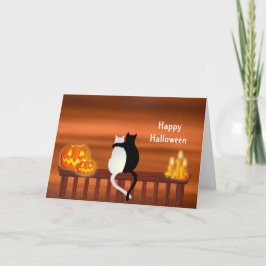 Cats Pumpkins Candles Halloween Card Karte