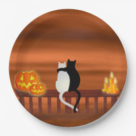 Cats Pumpkins Candles Halloween Pappteller
