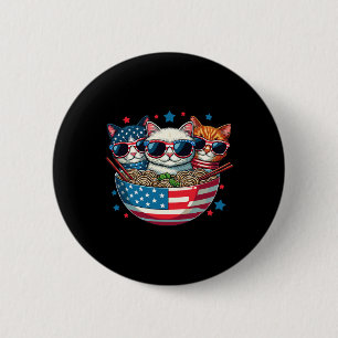 Cats Ramen Anime American Flag USA Funny 4. Ju Button
