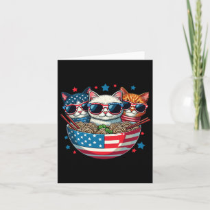 Cats Ramen Anime Amerikanische Flagge Usa Lustig 4 Karte