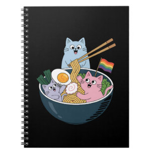 Cats Ramen Regenbogen LGBTQ Schwul Lesbisch Pride Notizblock
