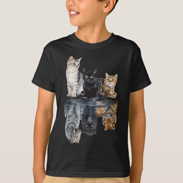 Cats Reflection Mirror Lion Cheetah Tiger Funny Ca T-Shirt (Vorderseite)