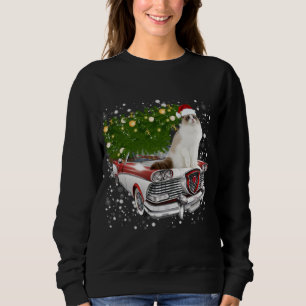 Cats Rides Red Truck Weihnachtsbaum Xmas Sweatshirt