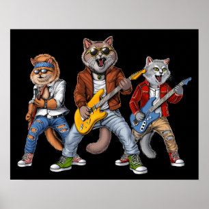 Cats Rock Musicians Poster