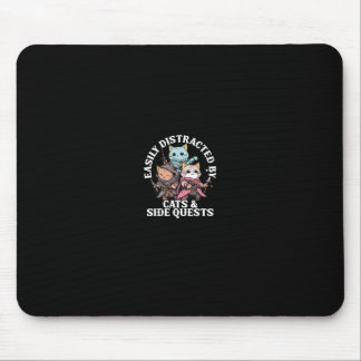 Cats Side Quest Distracted Tabletop Funny Men Wome Mousepad