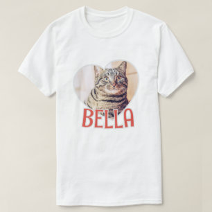Cat's Simple Modern Playful Heart Name and Foto T-Shirt