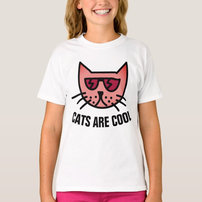 CATS SIND COOL, Funny Kids Cat T - Shirt (Vorderseite)