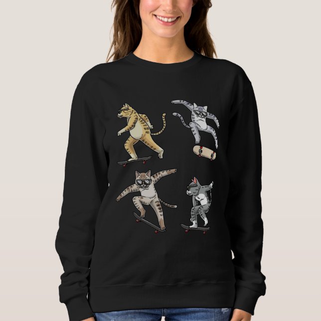 Cats Skateboarding Skater Skateboard Skateboarder  Sweatshirt (Vorderseite)