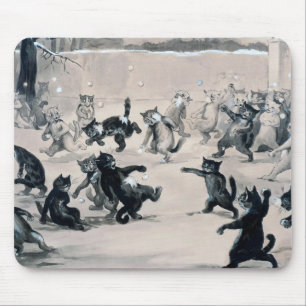 Cats Snowball Fight, Louis Wain Mousepad