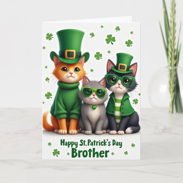 Cats St Patricks Day Faux Gold Card Karte (Vorderseite)