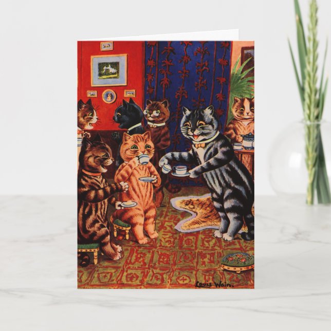 Cats Tea Party von Louis Wain Karte (Vorderseite)