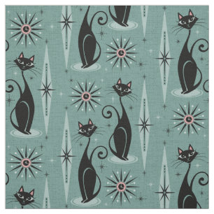 Cats und Clock auf Spearmint Stoff
