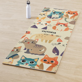 Cats Wasserfarbenes Muster Yogamatte