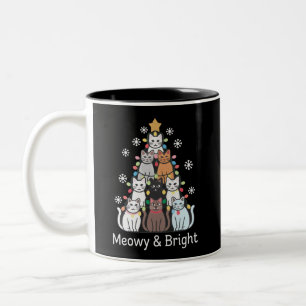 Cats Weihnachtsbaum Meowy Bright Niedlichen Weihna Zweifarbige Tasse