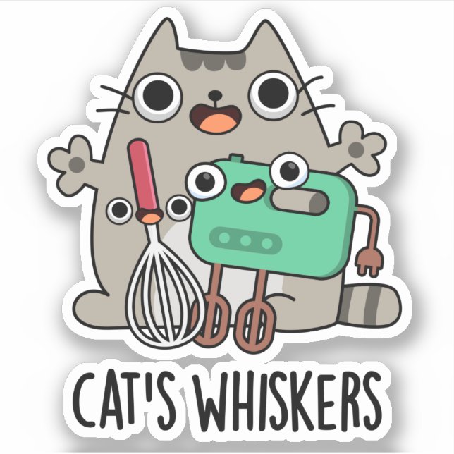 Cat's Whiskers Funny Baking Pun Aufkleber (Vorderseite)