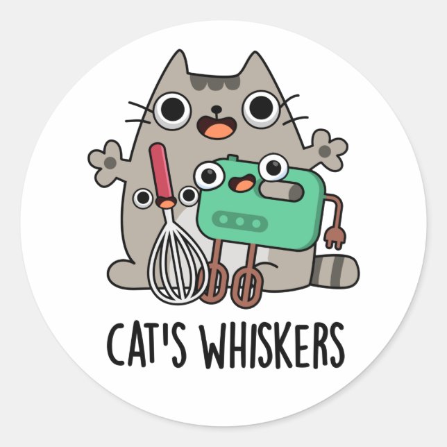 Cat's Whiskers Funny Baking Pun Runder Aufkleber (Vorderseite)