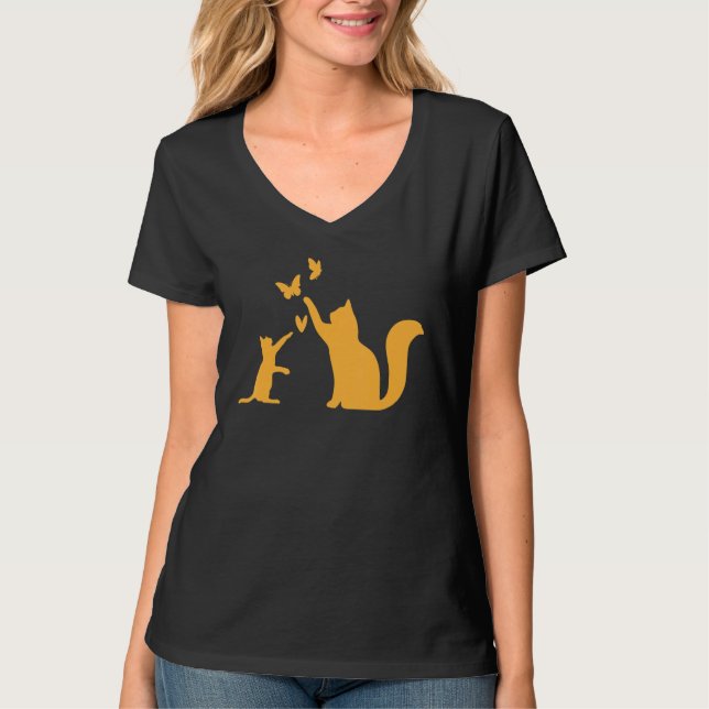 Cats With Butterflies Cat  I Cute Cats T-Shirt (Vorderseite)