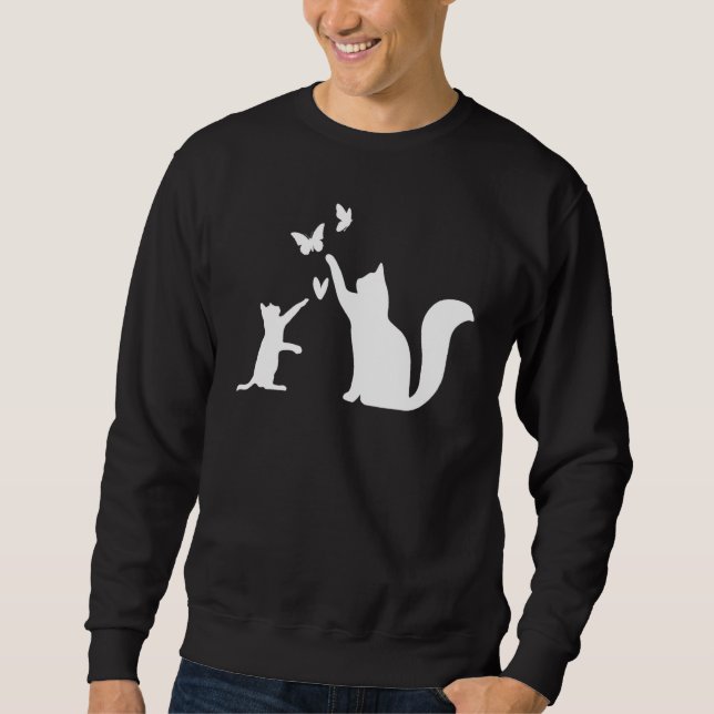 Cats With Butterflies  Cat Owner Cat   Cute Cats Sweatshirt (Vorderseite)