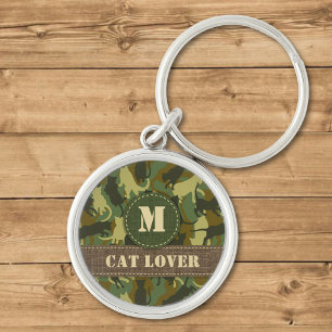 Cats Woodland Camouflage Monogram Schlüsselanhänge Schlüsselanhänger