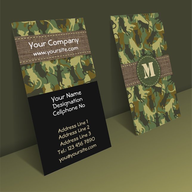 Cats Woodland Camouflage Vertical Business Card Visitenkarte (Von Creator hochgeladen)
