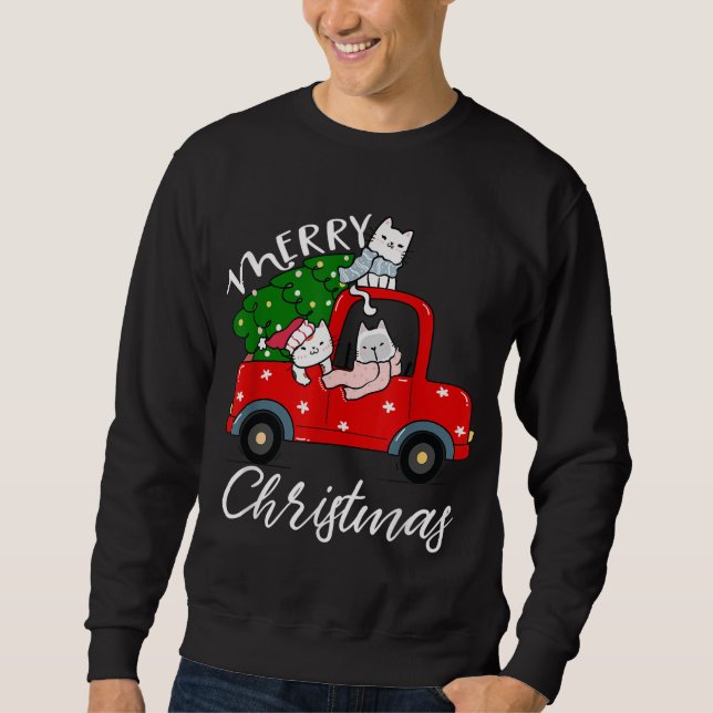 Cats xmas Shirt Tree on Red Truck Cat Christmas tr (Vorderseite)
