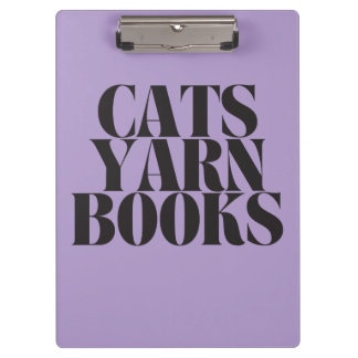 Cats Yarn Books Purple Background Gift  Klemmbrett