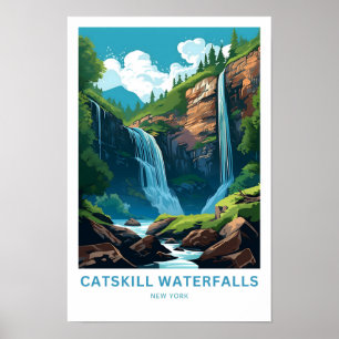 Catskill Waterfall New York Reisen Print Poster
