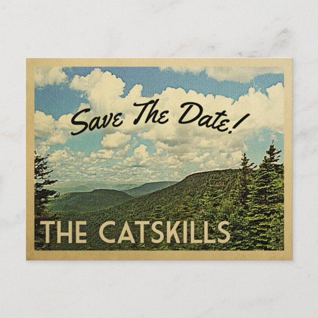 Catskills Berge Save the Date Vintage Postkarte (Vorderseite)