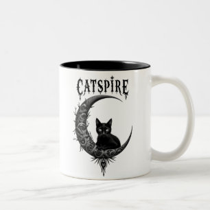 "CATSPIRE: Gotische Mond & Katzen-Tassen-Design Zweifarbige Tasse