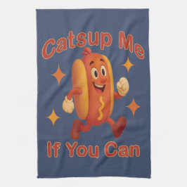 Catsup me if you can Funny Hot Dog - Ketchup Puff Geschirrtuch
