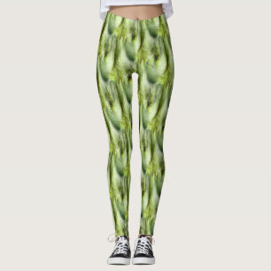 Cattail Fluff Natur Abstraktes Muster Leggings