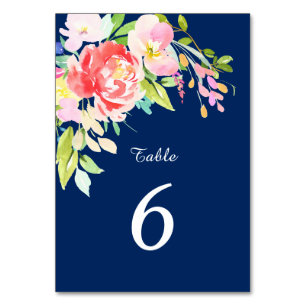 Cattails und Floral auf Blue Wedding Tischnummer