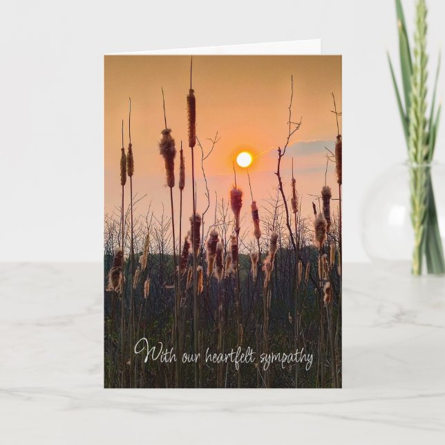 Cattails und Sunset-Beileid von Couple Karte (Vorderseite)