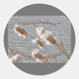 Cattails-Weihnachtsaufkleber Runder Aufkleber