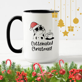 Catteinated Christmas Coffee and Cat Lover Holiday Tasse