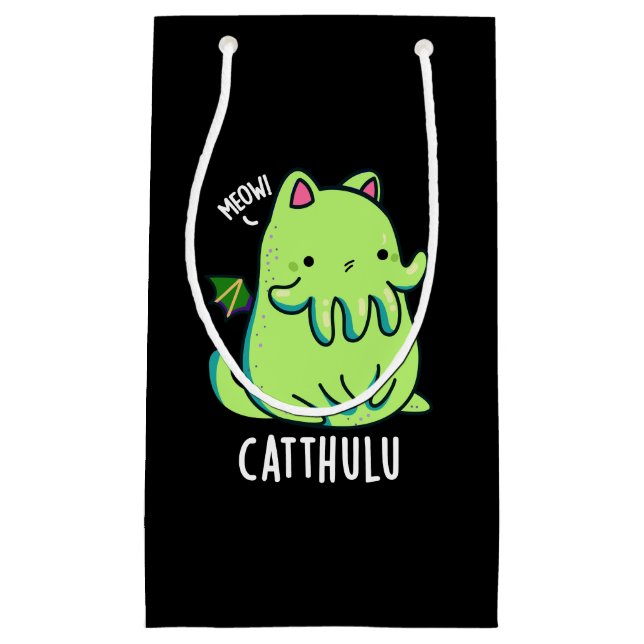 Catthulu Funny Cthulhu Cat Pun Dark BG Kleine Geschenktüte (Vorderseite)