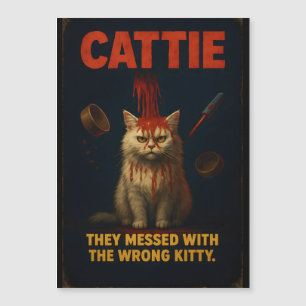 CATTIE – Lustige Horror-Katzen-Parodie Magnetkarte