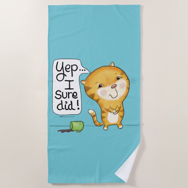 Cattitude-Cat Spills Coffee Strandtuch (Vorderseite)