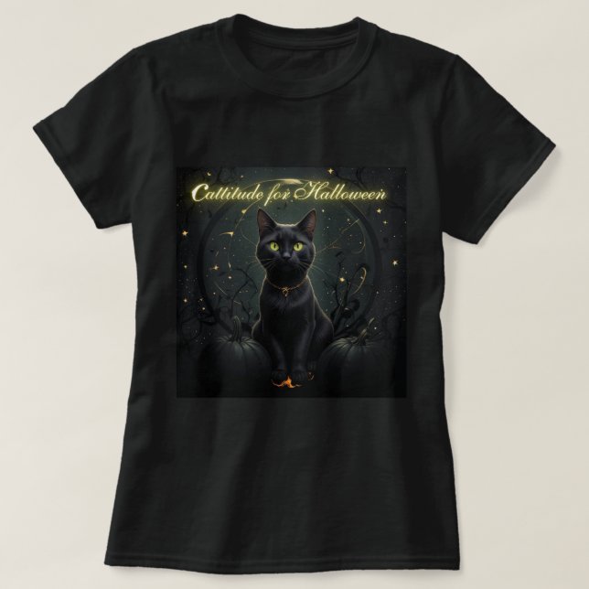 "Cattitude for Halloween"- T-Shirt (Design vorne)